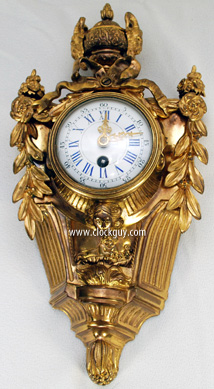 Petite Brass Cartel Wall Clock, circa 1900 ~ Antique Clocks Guy