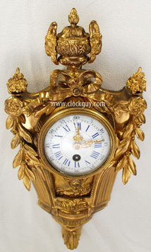 Petite Brass Cartel Wall Clock, circa 1900 ~ Antique Clocks Guy