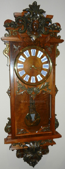 Ornate French Wall Clock with Gilded Iron Mounts ~ Antitque Clocks Guy