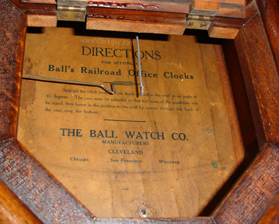 Ball Watch Co. Short-Drop Regulator Directions Label - Antique Clocks Guy