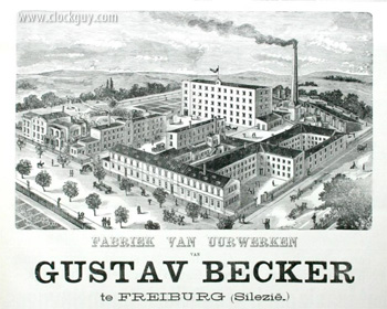 Gustav Becker Factory Drawing - Frieburg/Silesia ~ click to enlarge ~ Antique Clocks Guy