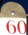 Stamp on Durfee above Dial, below moon dial ~ Antique Clocks Guy