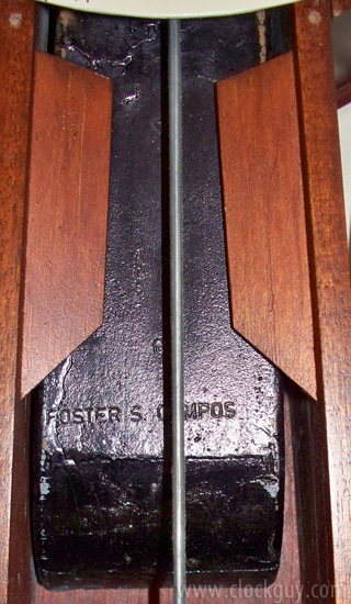 Foster S. Campos signed banjo weight ~ Antique Clocks Guy
