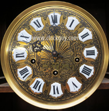 A beautiful etched brass dial on an early "La Mesa" model ~ Antique Clocks Guy