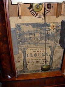 John Birge Column Clock - Label