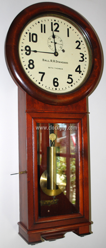 Seth Thomas/Ball RR Standard - Regulator No. 2 in Cherry from Southern Pacific Railroad (SPRR) ~ Antique Clocks Guy